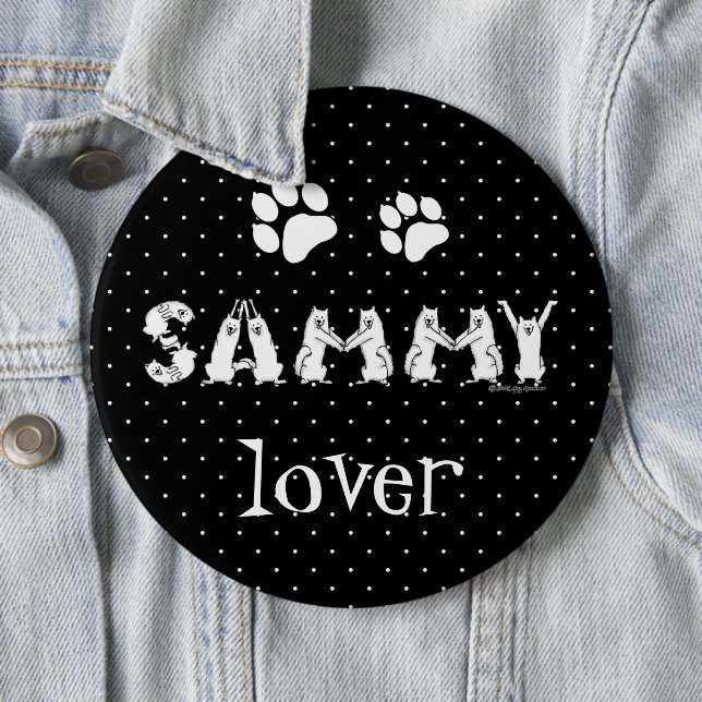 Sammy Spelling in Samoyed Hund Brev Knapp (In Situ)