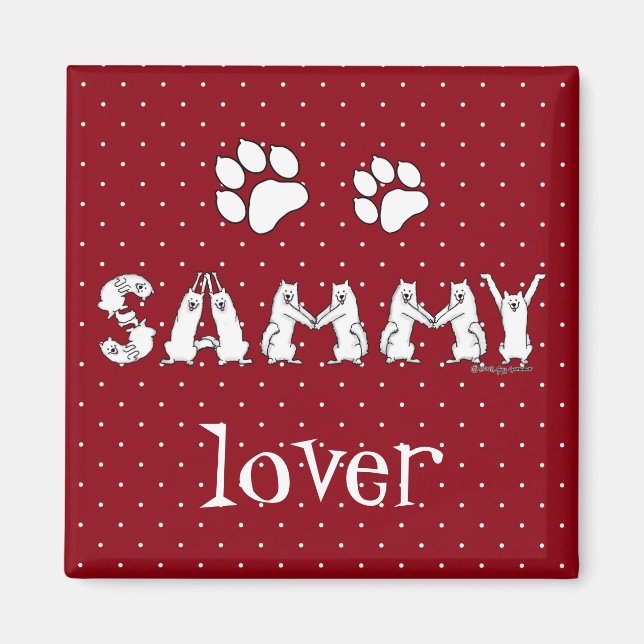 Sammy Spelling in Samoyed Hund Brev Magnet (Framsidan)