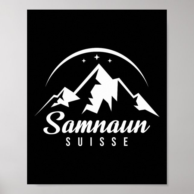 Samnaun Schweiz Ski Resort Skiing Snowboarding Poster (Framsidan)