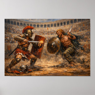 Samnitisk vs Gallisk gladiatorstrid Akrylkonst  Poster