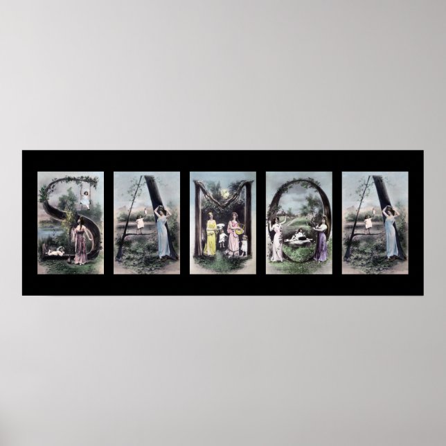 SAMOA Alphabet Brev Namn Art Poster (Framsidan)