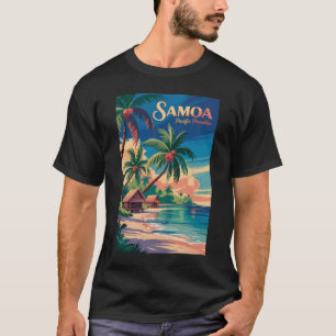 Samoa Beach Samoansk Illustration Resa Konst Vinta T Shirt
