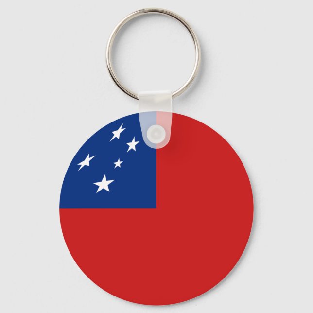 Samoa Fisheye Flagga Keychain Nyckelring (Framsida)