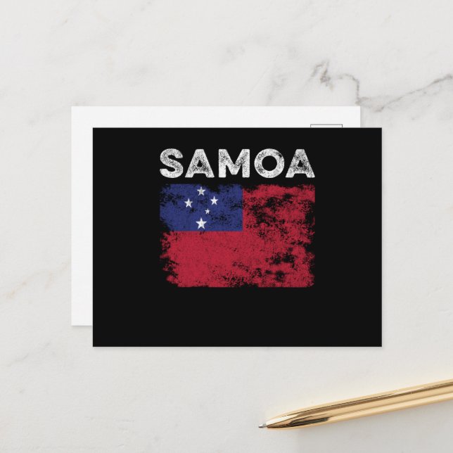 Samoa Flag Distressed - Samoan Flag Vykort (Fram/Back In Situ)
