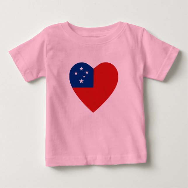Samoa Flagga Heart T-Shirt (Framsida)