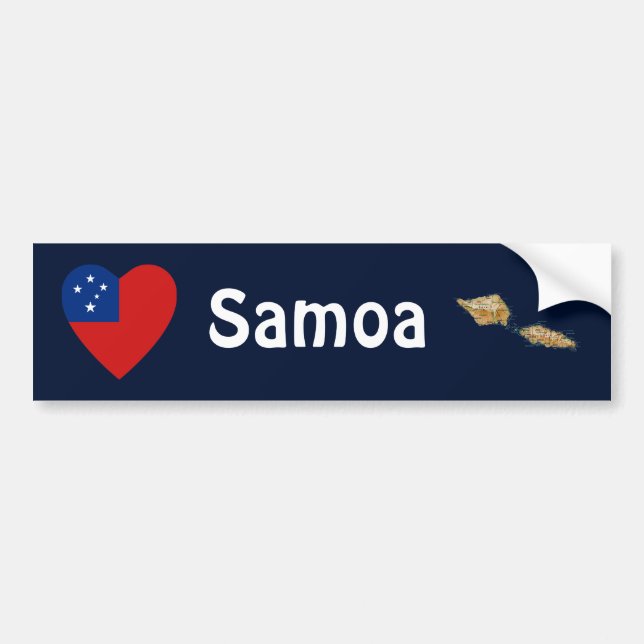 Samoa Flagga Hjärta + Karta Bildäckslapp Bildekal (Framsidan)