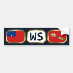 Samoa Flagga Kartkod Bildörssticker Bildekal