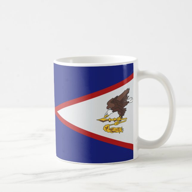 Samoa Flagga och American Flagga Ceramic Coffee Mu Kaffemugg (Höger)