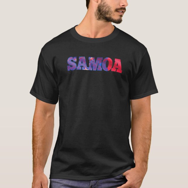 Samoa Flagga T Shirt (Framsida)