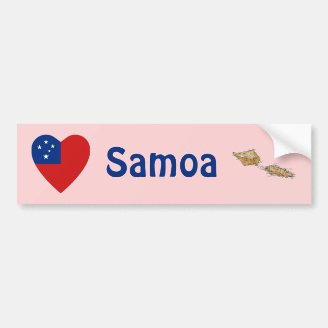 Samoa flaggahjärta + Kartabildekal Bildekal (Framsidan)