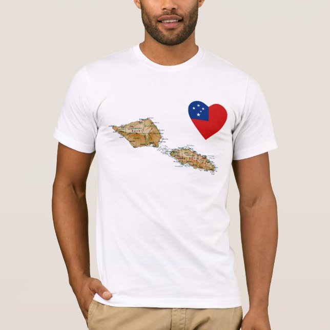 Samoa flaggahjärta och kartaT-tröja Tee (Framsida)