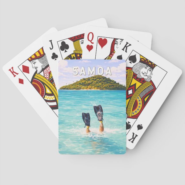 Samoa Illustration Resa Konst Vintage Casinokort (Baksidan)