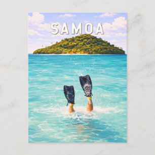 Samoa Illustration Resa Konst Vintage Vykort
