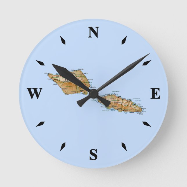 Samoa Karta Clock Rund Klocka (Framsida)