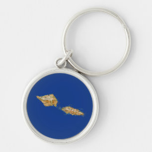 Samoa Karta Keychain Rund Silverfärgad Nyckelring