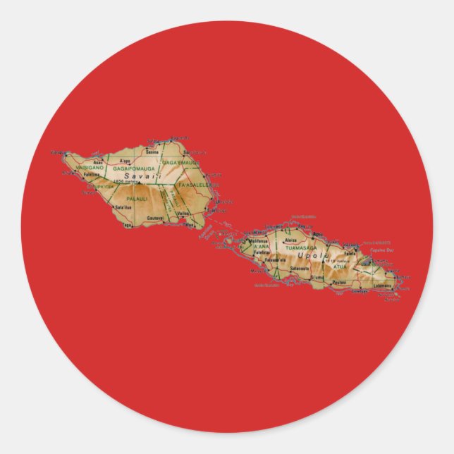 Samoa Kartmärke Runt Klistermärke (Framsida)
