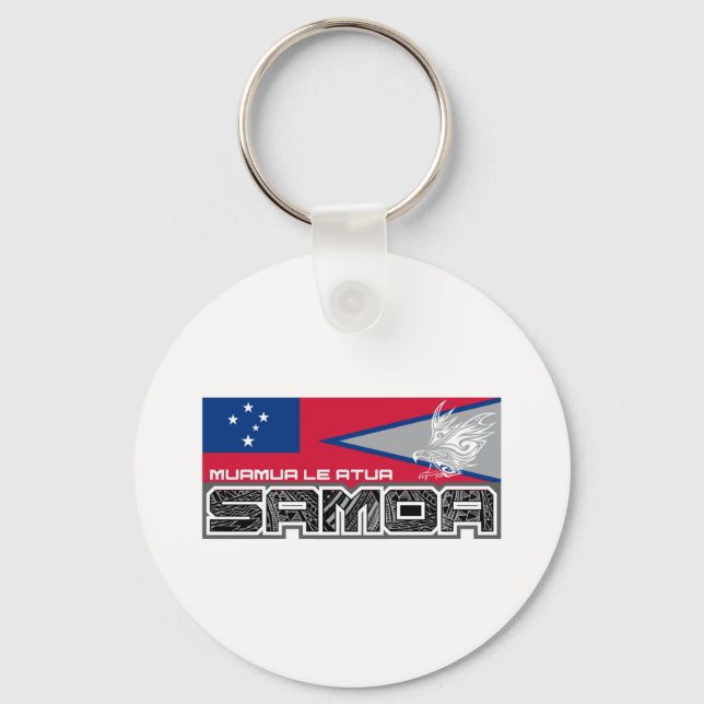 Samoa Muamua Le Atua - American Samoa / Samoa Flag Nyckelring (Framsida)