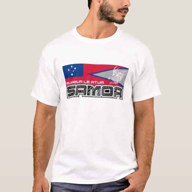 Samoa Muamua Le Atua - American Samoa/Samoa flagga Tee Shirt (Framsida)