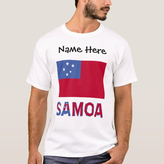 Samoa och personlig Samoansk flagga  T Shirt (Framsida)