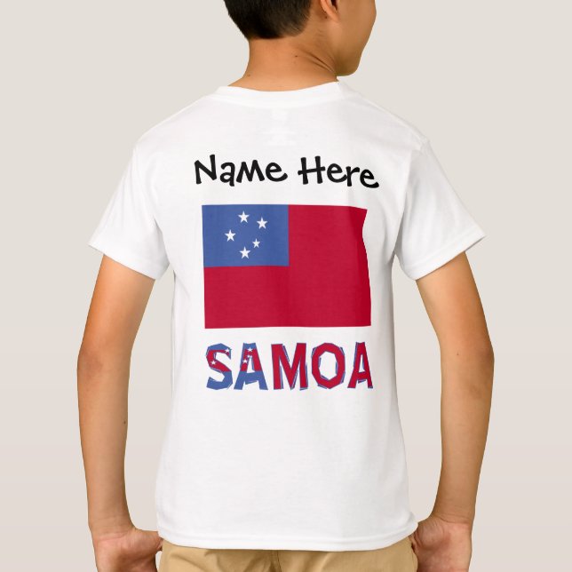 Samoa och Samoan Flagga med ditt namn T Shirt (Baksida)