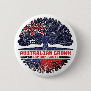 Samoa Samoan Australien Australien Träd Roots Flag Knapp