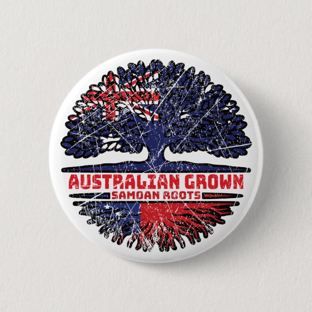 Samoa Samoan Australien Australien Träd Roots Flag Knapp (Framsida)