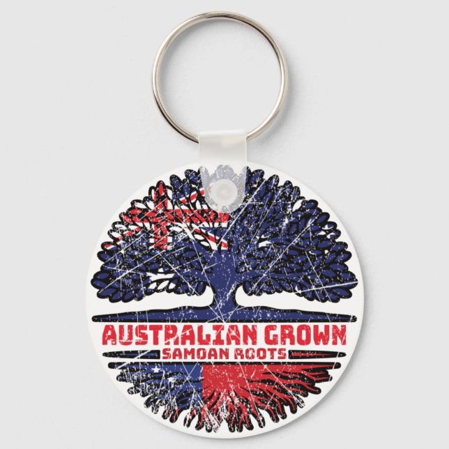 Samoa Samoan Australien Australien Träd Roots Flag Nyckelring (Framsida)