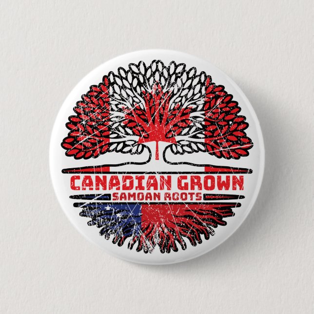Samoa Samoan Canadian Canada Träd Roots Flagga Knapp (Framsida)