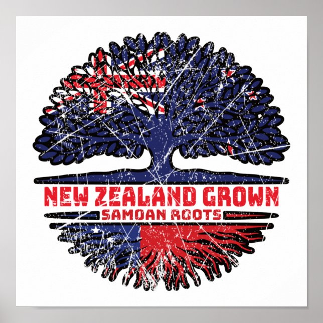 Samoa Samoan New Zealander New Zealand Träd Roots Poster (Framsidan)