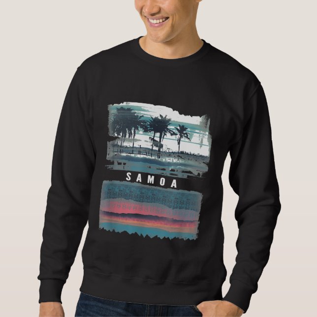 Samoa Shirt Polynesian Vacation Native Polynesia C Lång Ärmad Tröja (Framsida)