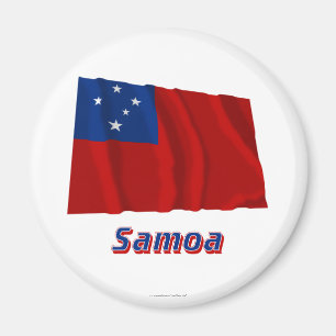 Samoa som vinkar flagga med namn magnet