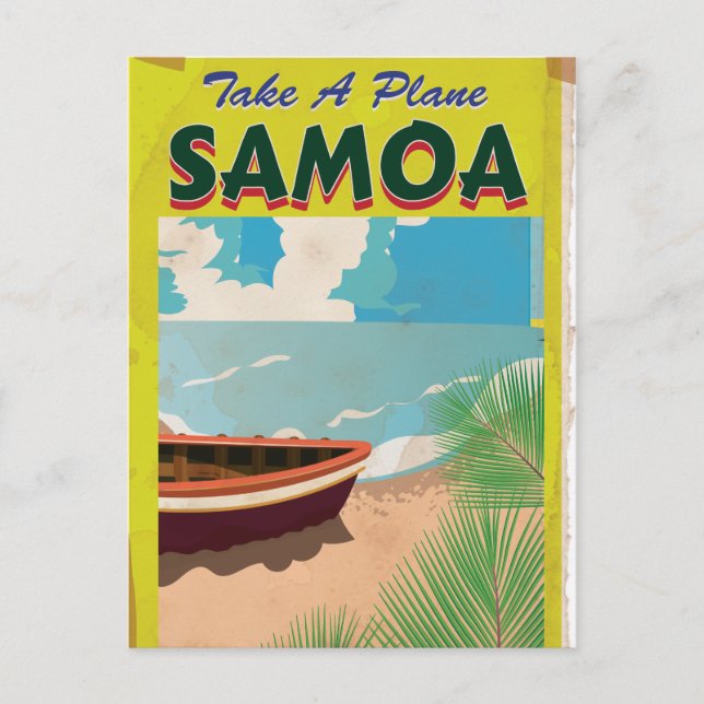 Samoa Vintage Resemalannonsaffisch Vykort (Framsida)