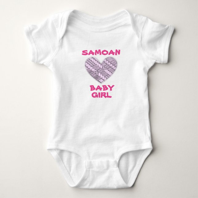 Samoan Infant Rosa/White Logotyp with Tribal Desig Tee Shirt (Framsida)