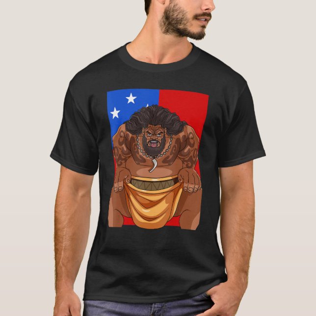 Samoan Pride Polynesian Haka Dance Samoa Flagga T Shirt (Framsida)