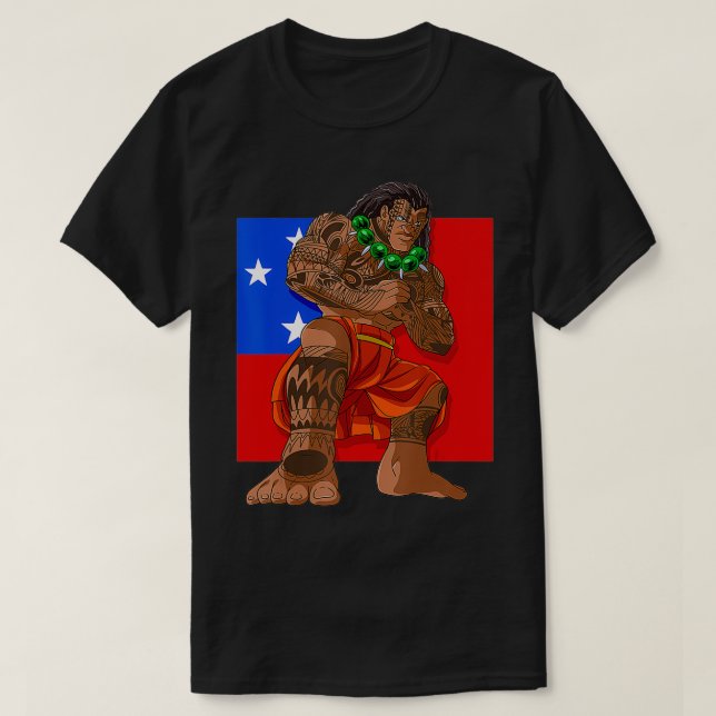 Samoan Pride Polynesian Haka Dance Samoa Flagga  T Shirt (Design framsida)