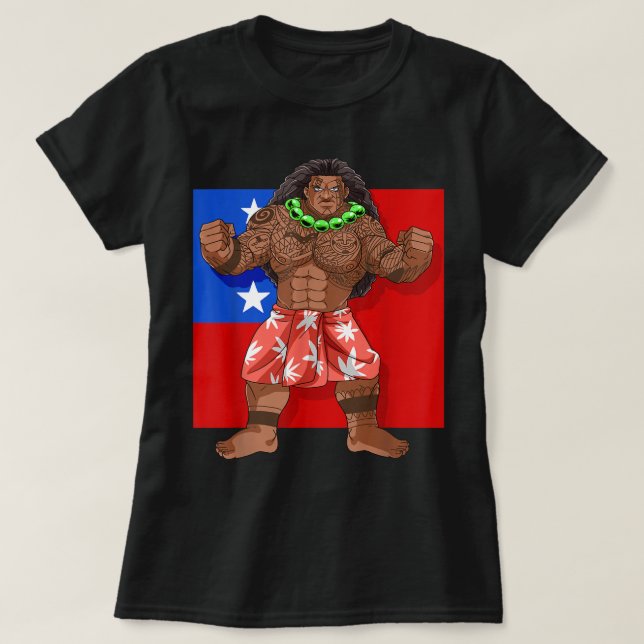 Samoan Pride Polynesian Warrior Samoa Flagga T Shirt (Design framsida)