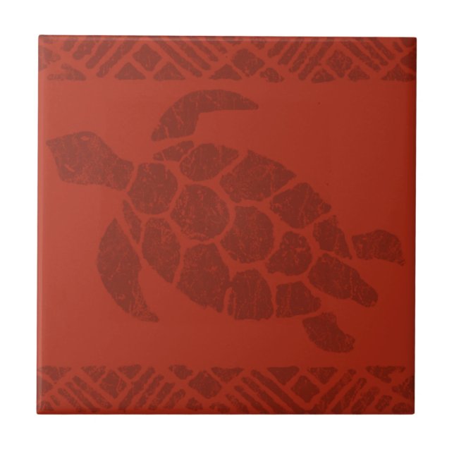 Samoan Tapa Polynesien Turtle Tile Trivets Kakelplatta (Framsidan)