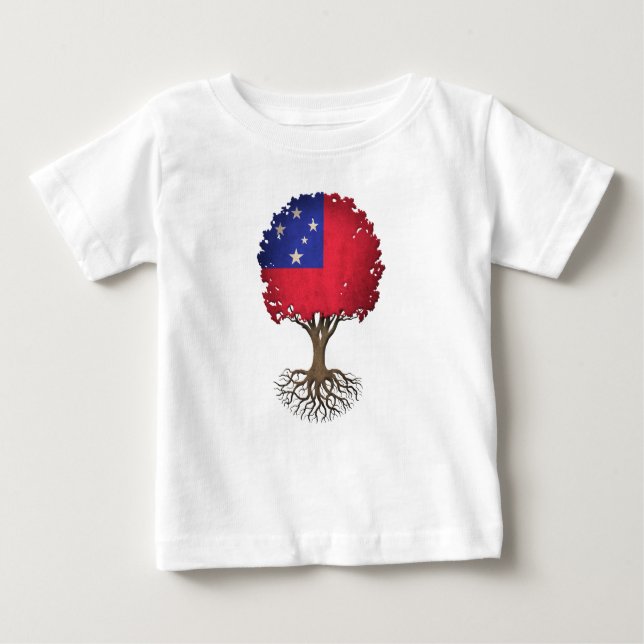 Samoansk flaggalivets trädanpassade tee shirt (Framsida)