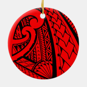 Samoansk stam- tatueringdesign med spearheads julgransprydnad keramik
