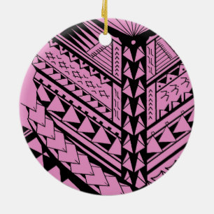 Samoanskt/Polynesian stam- formar och symboler Julgransprydnad Keramik