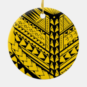 Samoanskt/Polynesian stam- formar och symboler Julgransprydnad Keramik