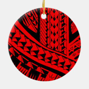 Samoanskt stam- tatueringmönster med julgransprydnad keramik