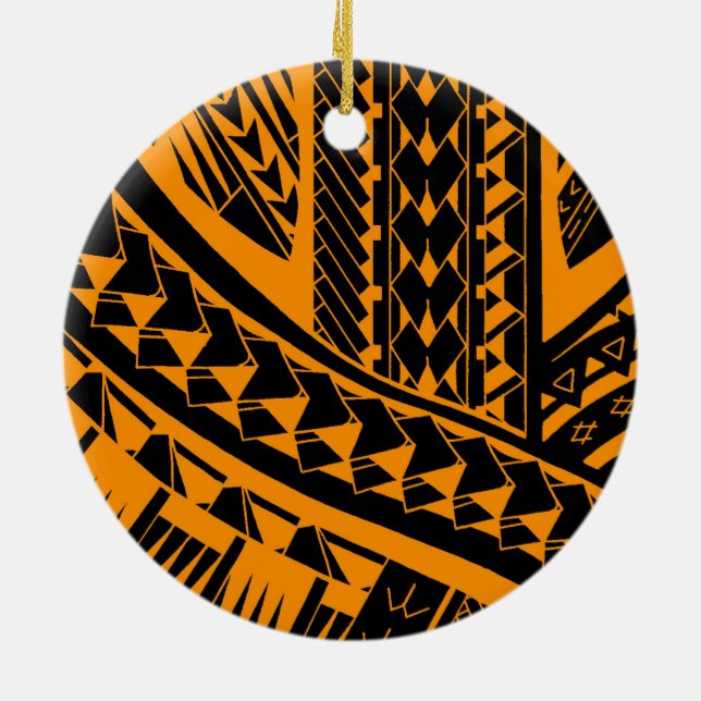 Samoanskt stam- tatueringmönster med julgransprydnad keramik (Baksidan)