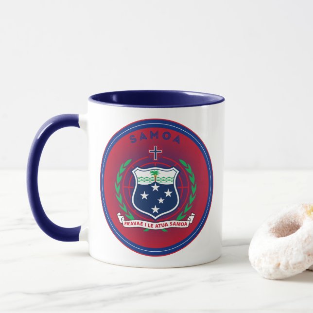 Samoas kulturarvsemblem mugg (Med munk)