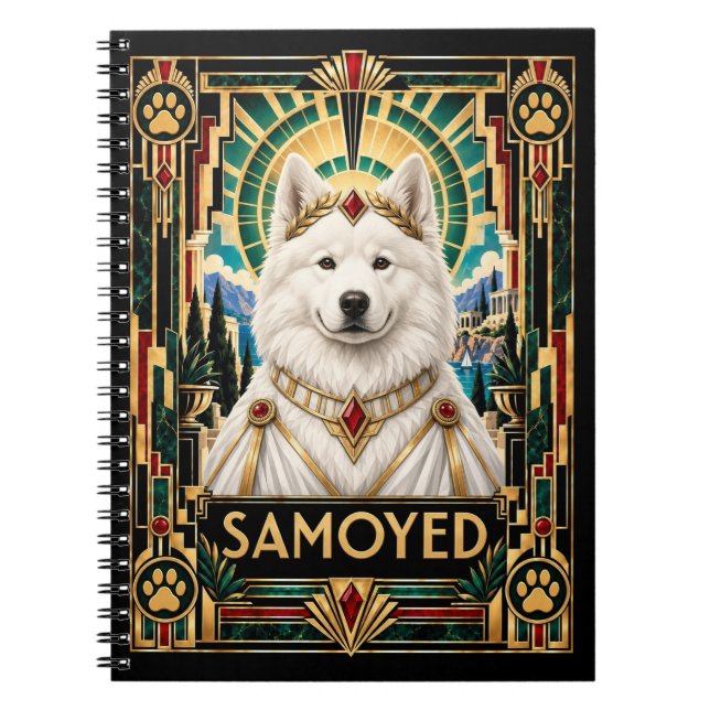 Samojed, Art Deco Hund Anteckningsbok (Framsidan)
