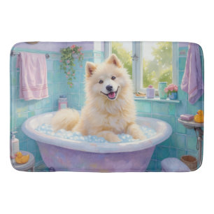 Samojed badtid Fluffig badrumsdekor Badrumsmatta