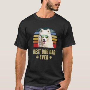Samojed Bästa Hundpappa Någonsin Retro Solnedgång T Shirt