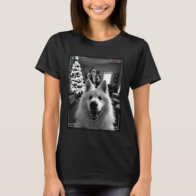 Samojed Fångar Tomte På Kamera Xmas T Shirt (Framsida)