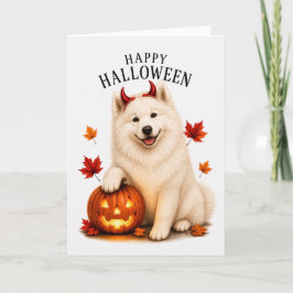 Samojed Halloween Djävul Hund Kort