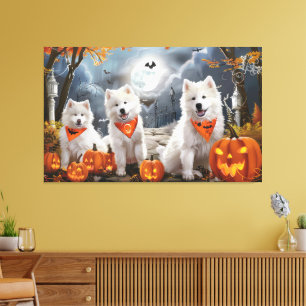 Samojed Halloween Kuslig Canvastryck